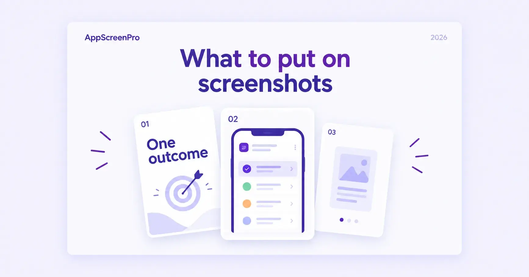 Listing screenshot storyboard: first slide outcome, then proof, then a short headline on AppScreenPro